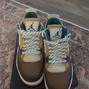 Jordan Big Kids Sneakers - Brown and Tan with Teal Accents